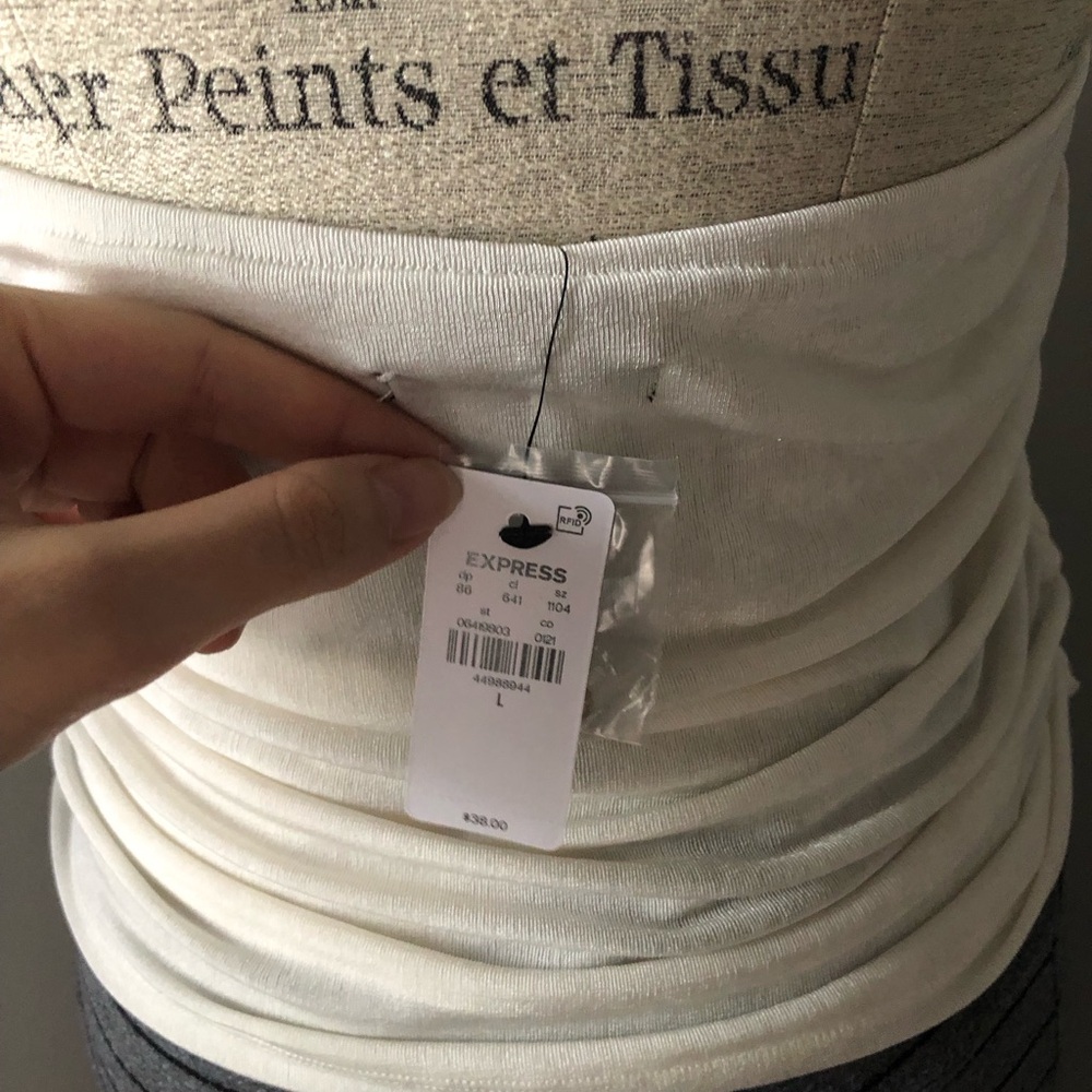 Express Cream Ruched Halter Top - Picture 3 of 6